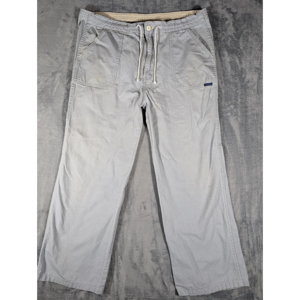 Vintage Islander Mens L Light Blue Drawstring 100% Cotton Canvas Beach Pants 90s